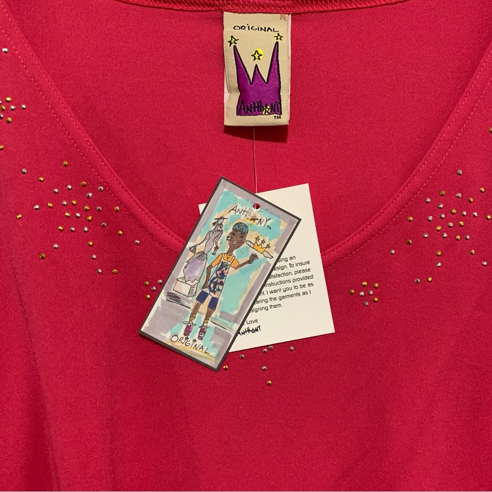 Vintage Antthony Original Women's Pink Tunic Top Assymetrical Size 3X NWT 90s - Picture 3 of 5